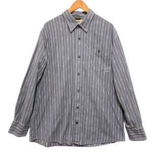 Timberland Relaxed Fit Gray Casual Button Down Shirt with Stripes Size XXL